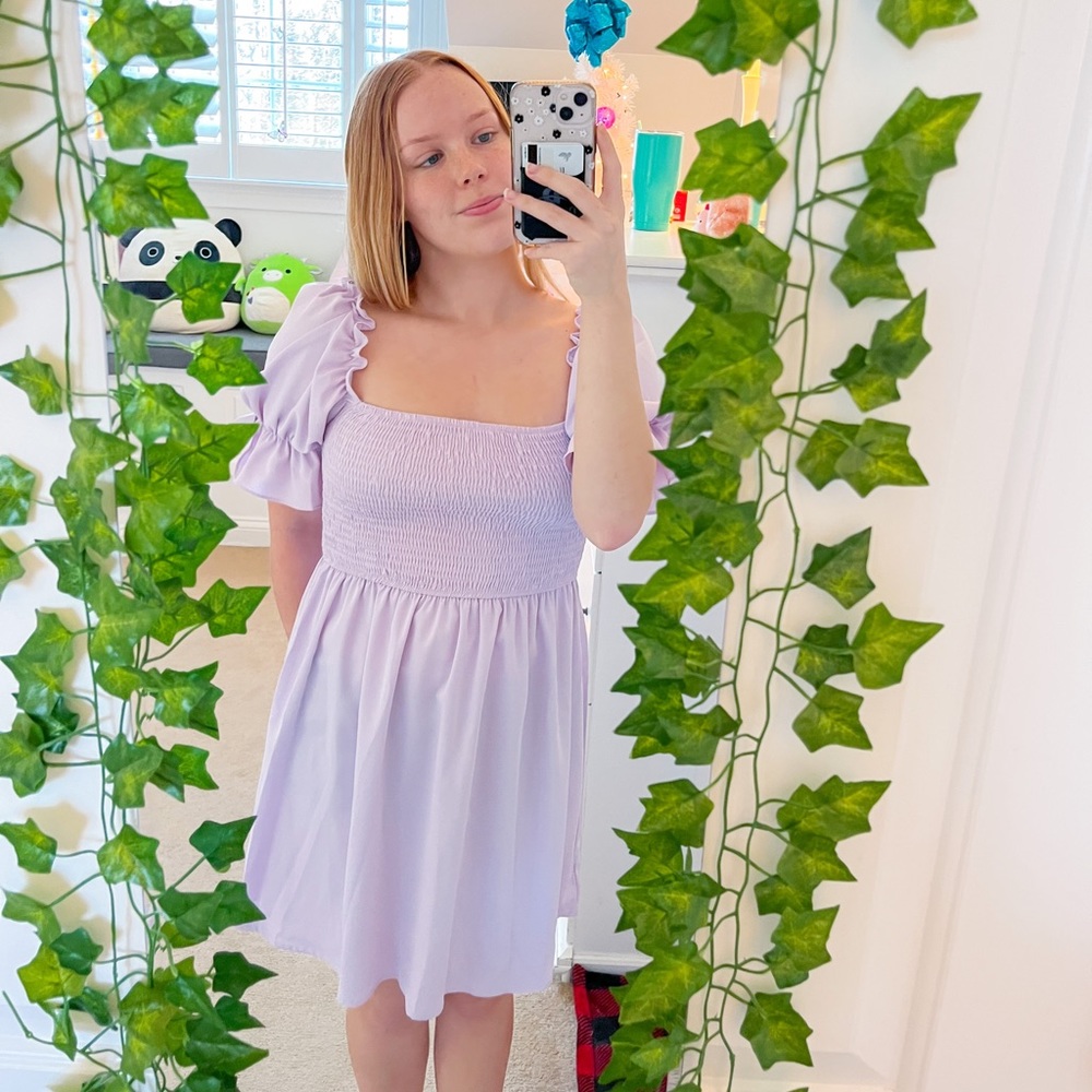 Lavender Puff Sleeve Dress